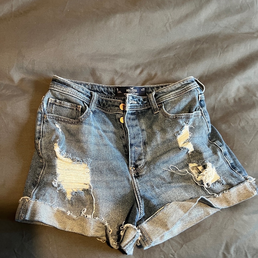 Hollister Dark Blue Ripped Jean Shorts